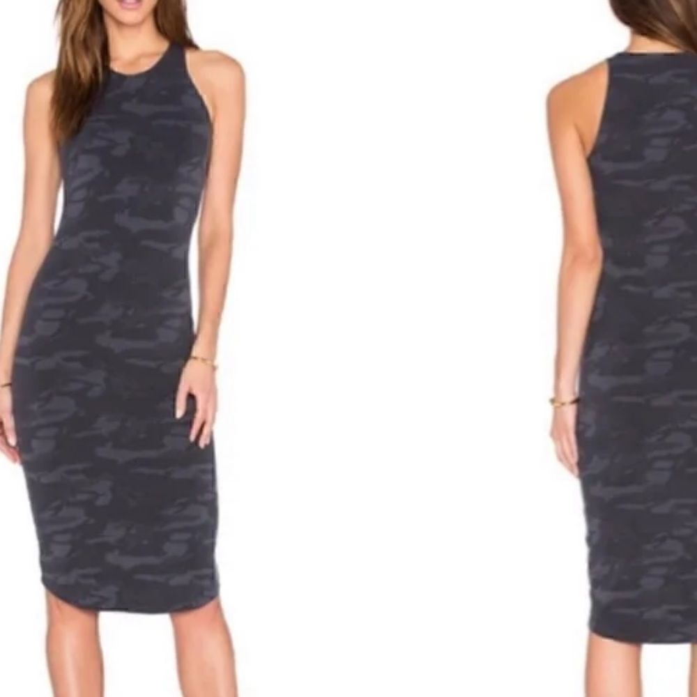 Blue Camo Monrow Dress - Tight Bodycon Dress - Knee Length Dress - Like NEW